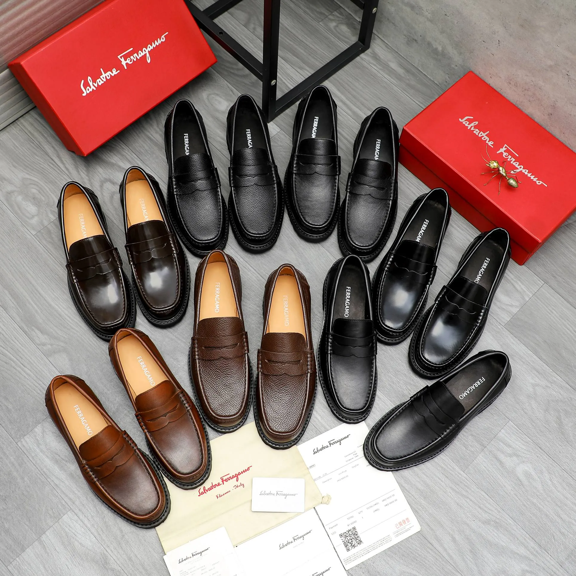 Men's shoes 💰442 Product trademark: Ferragamo "Ferragamo" business formal leather shoes Regular size: 38-46 (45.46 custom-made and non-refundable) Product materials: Selected high-quality cowhide upper, cowhide lining, non-slip rubber outsole